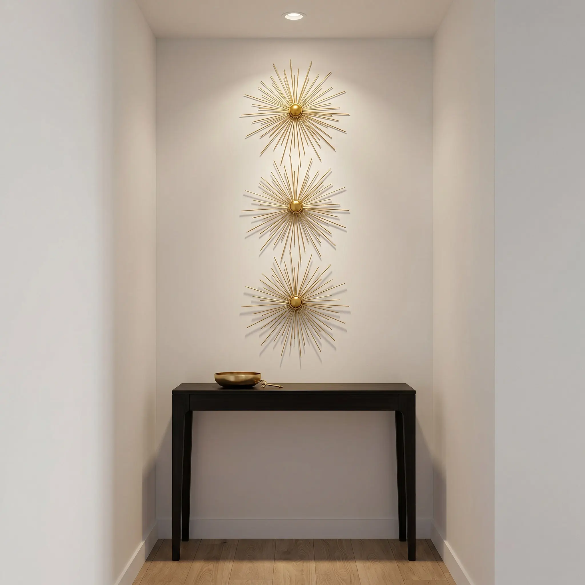 3Pcs Metal Wall Art Floral Decor Gold Sunburst Sculpture Star Burst Wall Hanging Modern Abstract Dandelion Sea Urchin Living