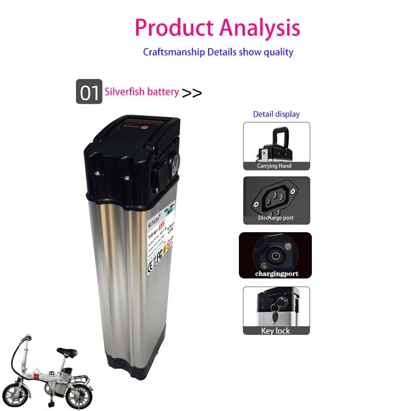 36 فولت 48 فولت 10 أمبير 15 أمبير سعة كبيرة 18650 بطارية ليثيوم ، مناسبة للطاقة 250 واط-1000 واط محرك دراجة كهربائية + شاحن مجاني