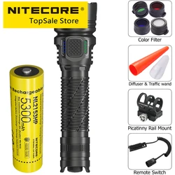 NITECORE MH25 Pro 3300 LMs 21700 Battery Ultra Long Range USB-C Rechargeable Flashlight+ Rail Mount+ Color Filter+ Remote Switch