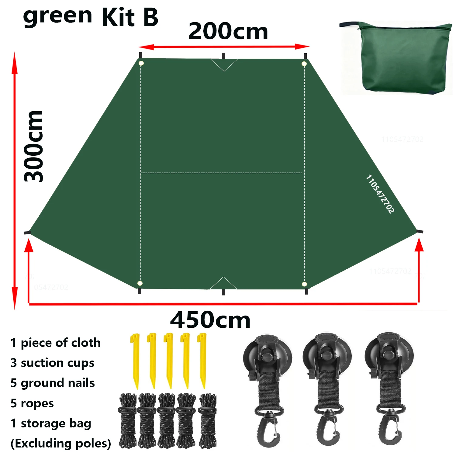 Sonnenschutz-Zelt für Auto-Seitenwand in Fledermausform, Silberbeschichtetes Wasserdichtes Tuch, Wasserdicht, für Outdoor-Camping, SUV-Box-Typ Auto-Heckabdeckung – Detail 16
