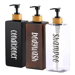 500ml Shampoo Conditioner Bottles Pump Dispenser Empty Refillable Body Wash Shower Gel Lotion Containers Waterproof Label