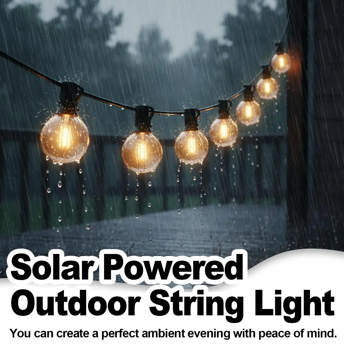 

G40 Solar String Lights Outdoor LED Waterproof Garden Patio Lanterns Remote Control USB Warm White Bulb Fairy Decor For Party