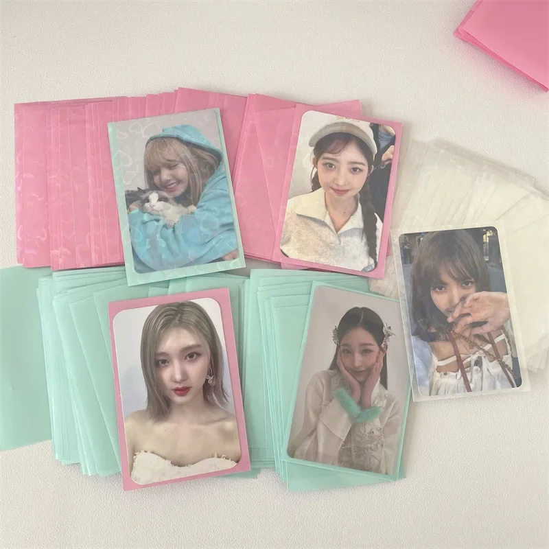 Imagem -03 - Coração pp K-pop Titulares para Cartões Postais Holo Card Sleeves Protetor Photocard Cartões de Jogo Novo 61x91 mm 50 Pcs por Lote