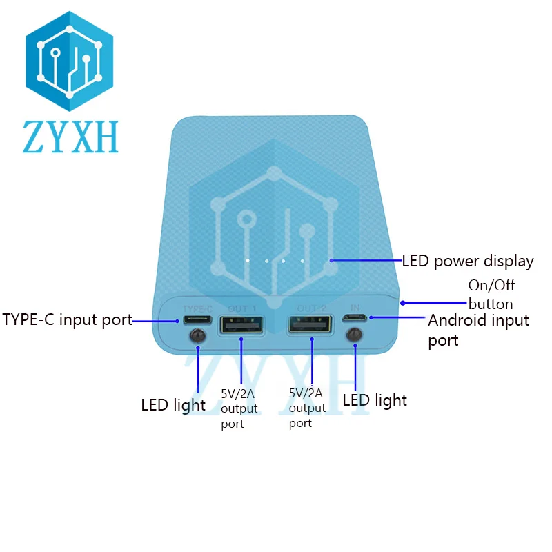 5V 2A 8*18650 Power Bank Case Holder Portable 8X18650 Kotak Charger Baterai USB LED Cangkang Penyimpanan Indikator DIY