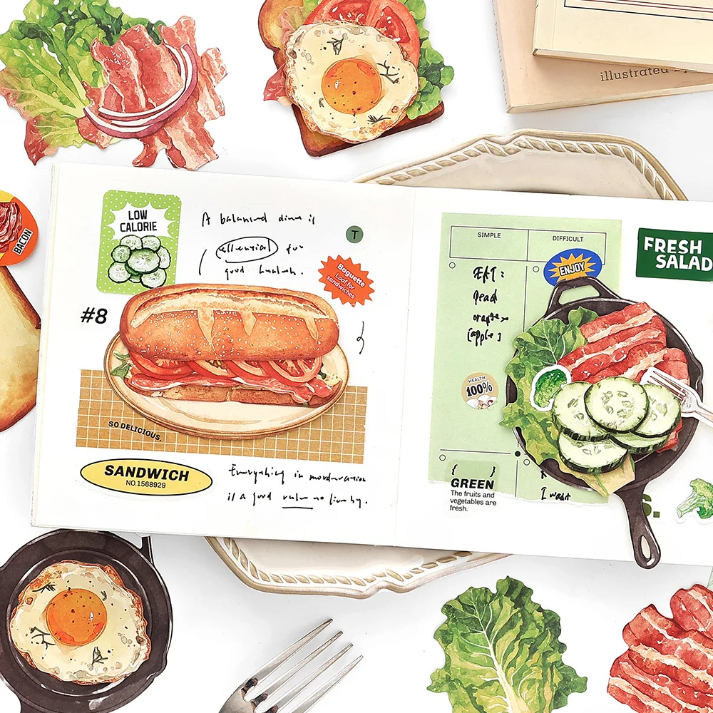 20 fogli/borsa Quinto materiale Confezione Snack Dessert Frutta Oggetti per la vita quotidiana Modello Note pieghevoli per biglietti d'auguri in carta per messaggi