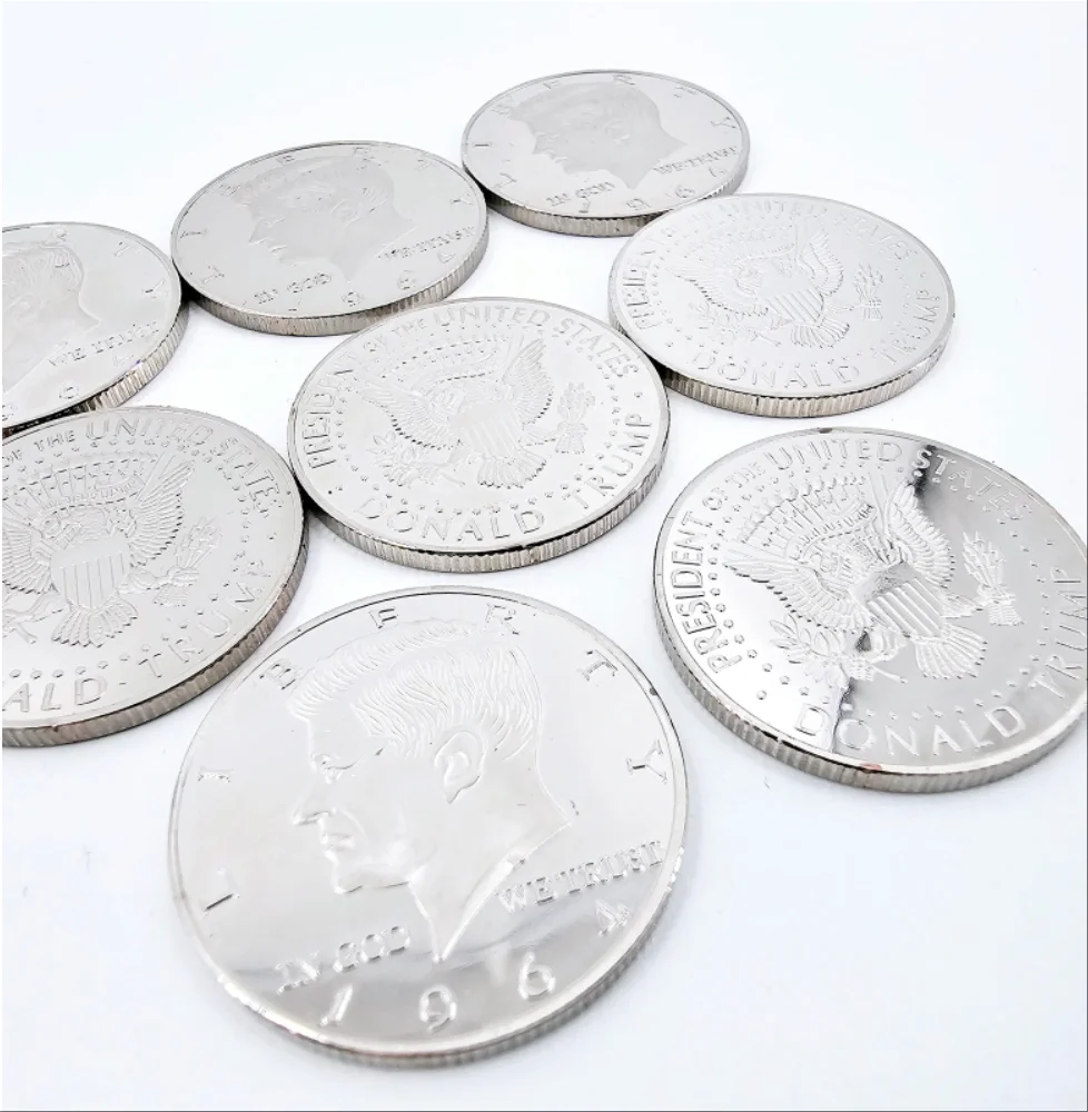 5 uds. De acero, medio dólar, primer plano, trucos de Magia, ilusiones, accesorios de Magia, trucos, accesorio de mago, Magia profesional