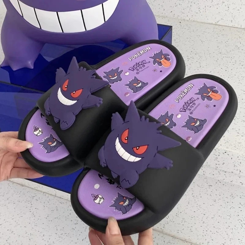 Novo anime pokemon gengar chinelos para homens mulheres na moda e legal internet infravermelho anti deslizamento eva casal chinelo presente periférico