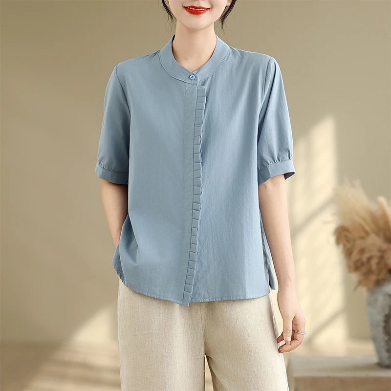 Losse katoenen linnen ort Sve irt dames houten vintage kunst groot formaat blauw irt zomer nieuwe Sle pendelen Sle