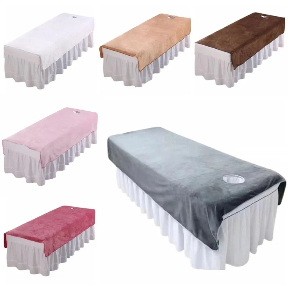 Colcha  SPA cómoda con orificio para la cara, sábanas  masaje suaves, Sábana cosmética  terciopelo grueso para salones
