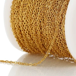 No Fade 2Meters Stainless Steel Gold Plated Necklace Chain for Jewelry Making Findings DIY Necklace Chains Handmade 1/1.5/2mm