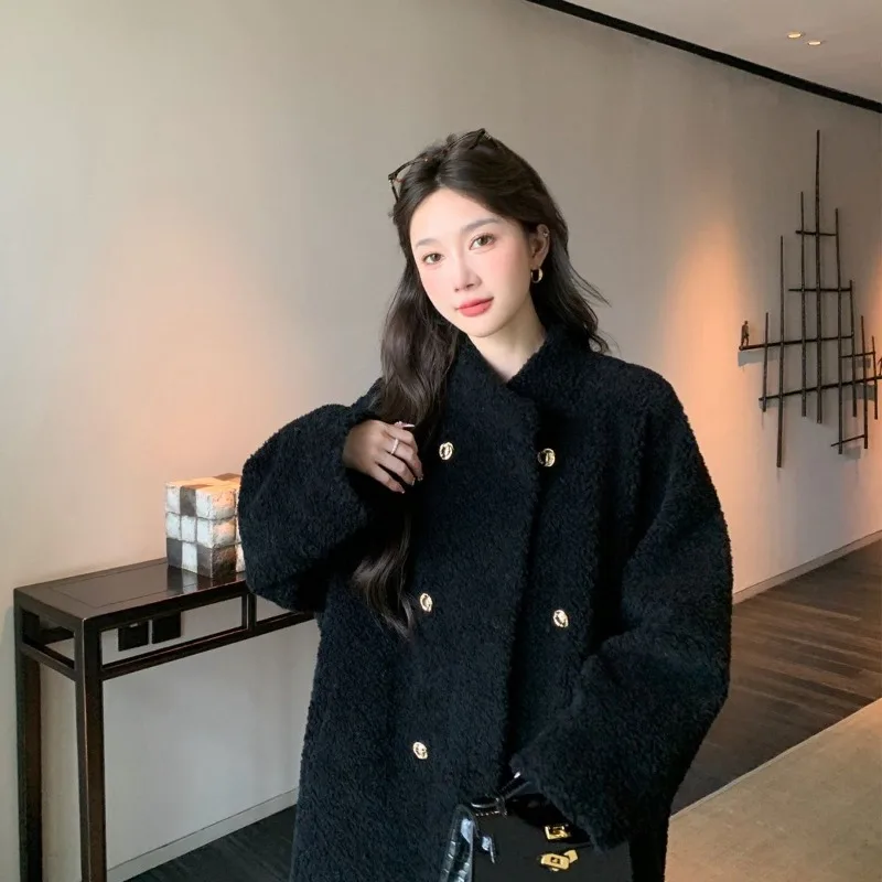 Fashionable Sheep Shearing Integrated Imitation fur Long fur Coat for Women's 2025 Autumn and Winter New Loose Lamb fur Coat WLF