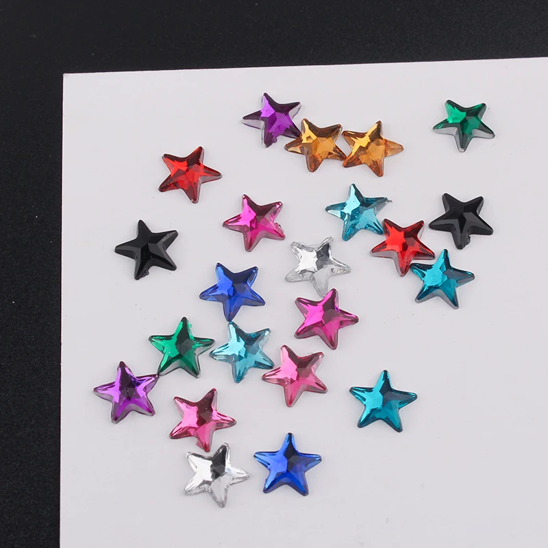 20pcs 8mm Drill Rhinestone Non-porous Acrylic Five-pointed Star Nail Jewelry Diy Clothing Accessories Handmade Materials