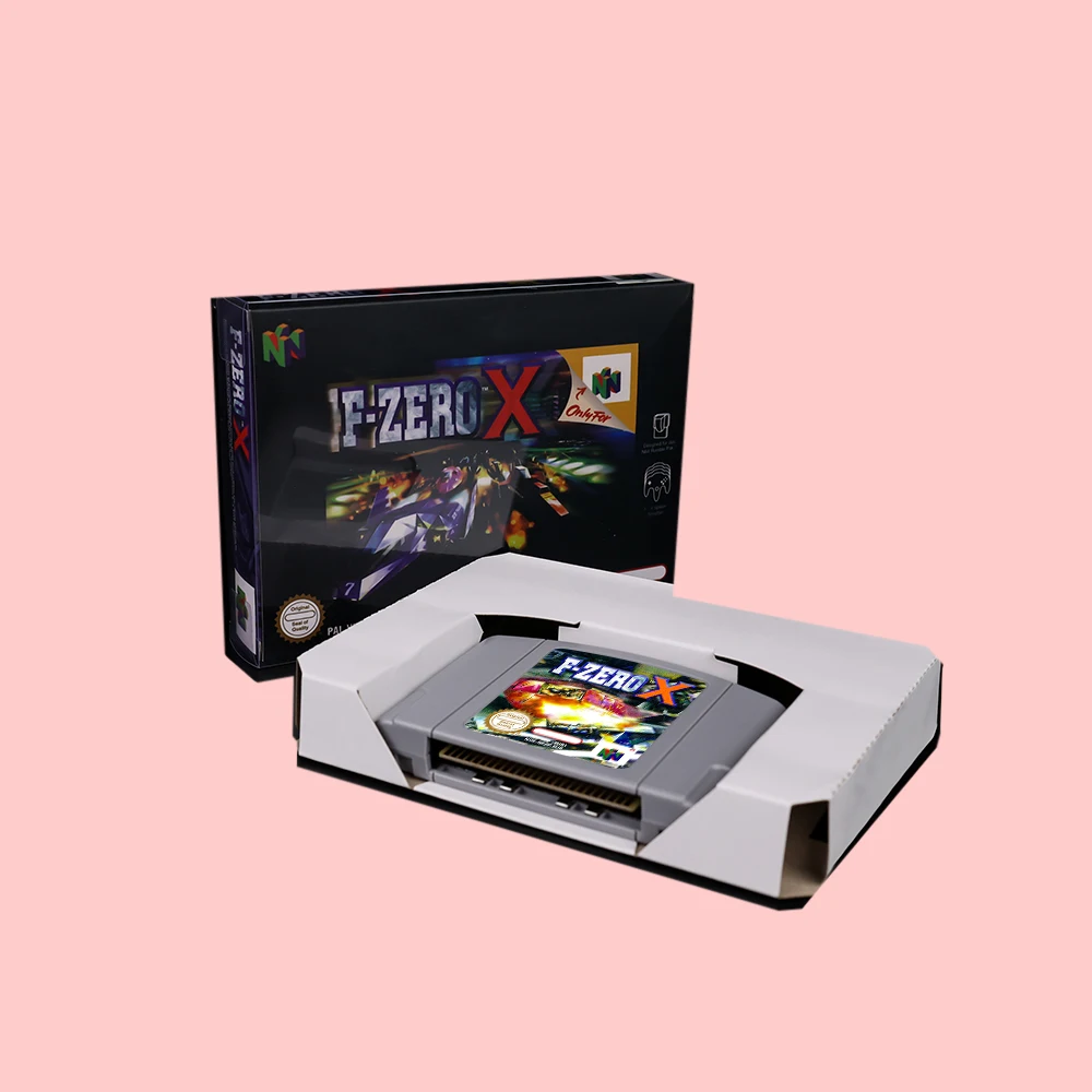 F-Zero X Game with Box for Retro N64 Bit Game Cartridge USA EUR Version NTSC PAL FormatChidren Gift Gaming