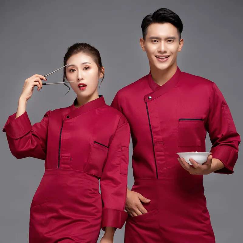 Chef Overalls Long Sleeve Kitchen Kitchen Clothes Chinese and Western Restaurant Chef Short-Sleeved Summer Clothes Hotel Chef Un