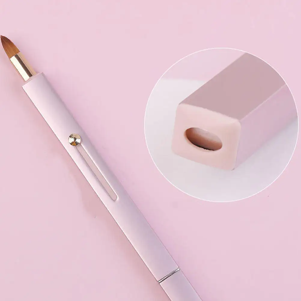 1pc Double-Ended Dual-Purpose Makeup Brush Retractable Lip Gloss Applicator Portable Tool For Foundation Concealer
