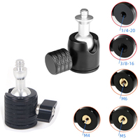 Tripod Ball Head Adapter 360 Swivel 1/4 Screw M4 M5 M6 Hole Mobile Phone Holder Monopod Mount Light Projector Stand Bracket