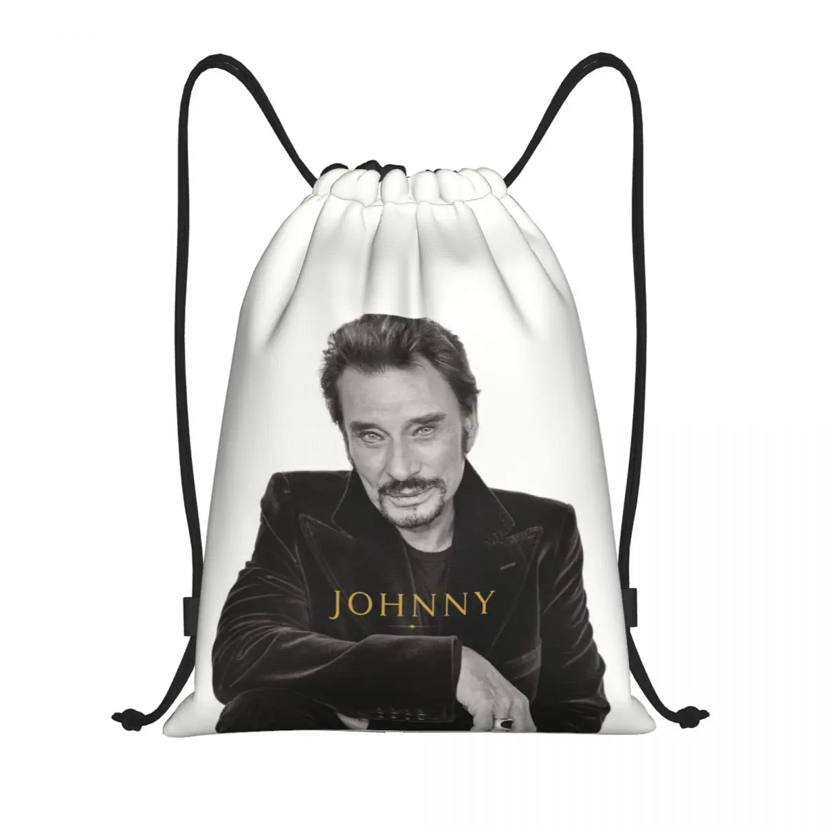 

Custom French Rock Johnny Hallyday Drawstring Bags for Training Yoga Backpacks Men Women France Singer Sports Gym Sackpack