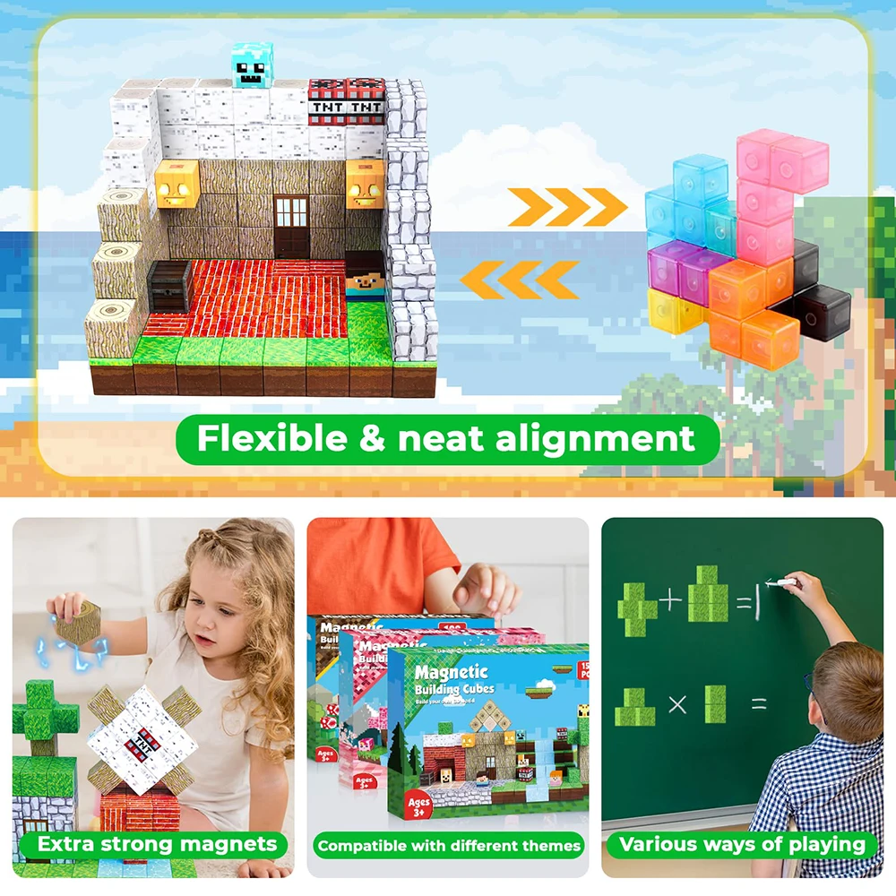 Magnetic Building Blocks Magnet Cube Set For Kid Diy Model Children Stem Best Montessori Sensory Toy