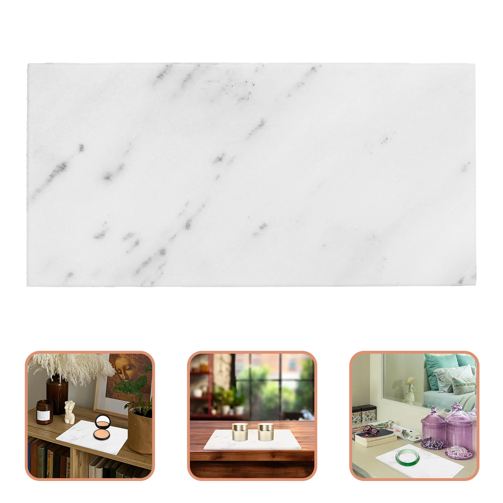 

Decorative Marble Tray Rectangular Size for Entryway Dresser Nightstand Bedroom Living Room Bathroom Counter Storage Solution