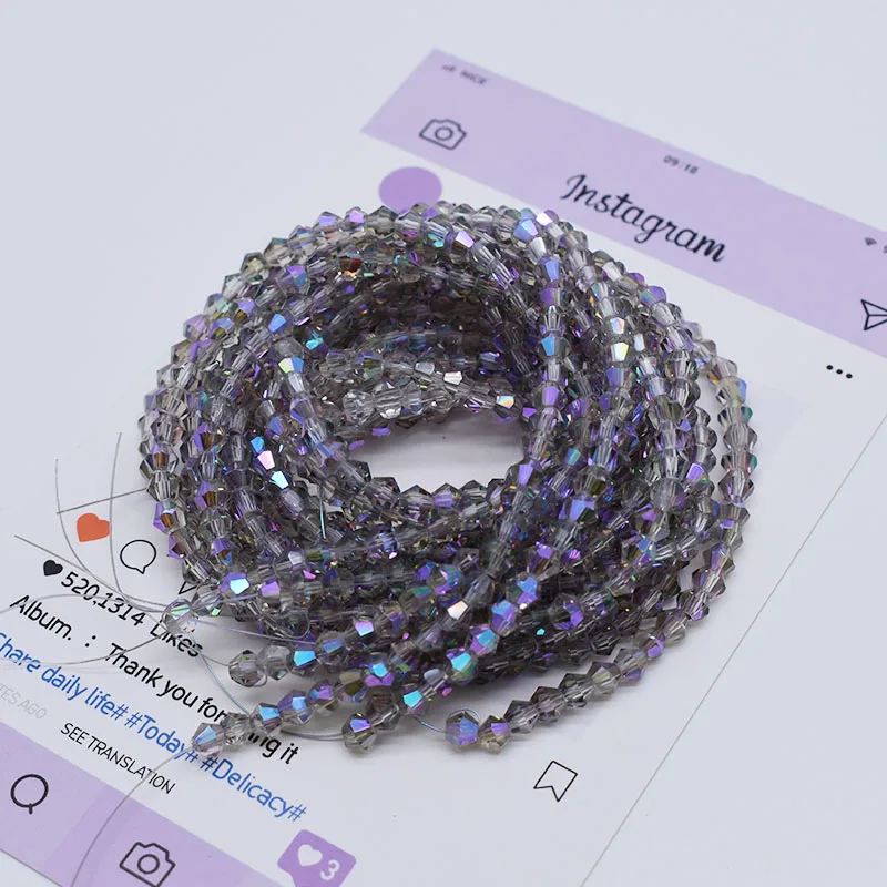 New Color 4mm 2 strand 160pcs Austria Faceted Bicone Crystal Glass Beads Loose Spacer Beads For Jewelry Making DIY