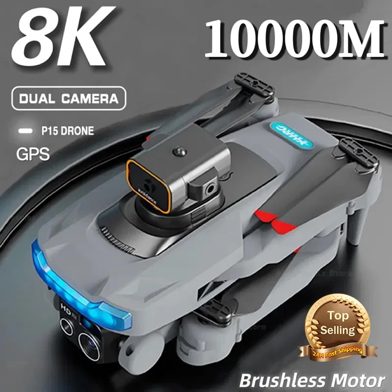 

New P15 Drone Professional 8K GPS Dual Camera Obstacle Avoidance Optical Flow Positioning Brushless RC Dron Quadcopter 10000M