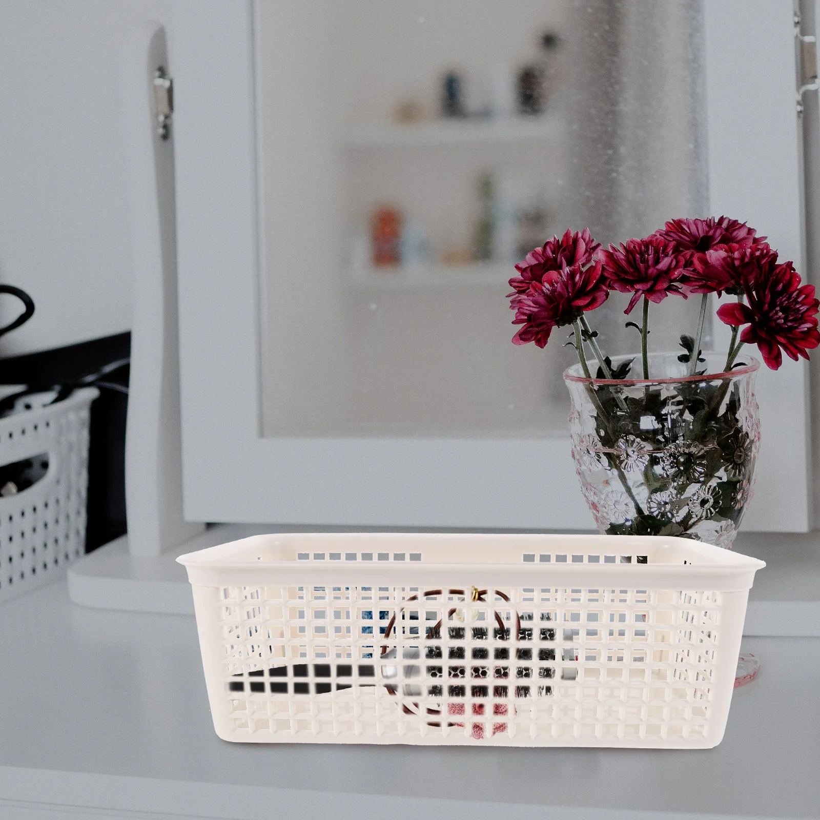 

3pcs Storage Baskets Desktop Organizer Pp Material Smooth Edge Stackable Home Bedroom Kitchen Space Saving Plastic Storage Bins