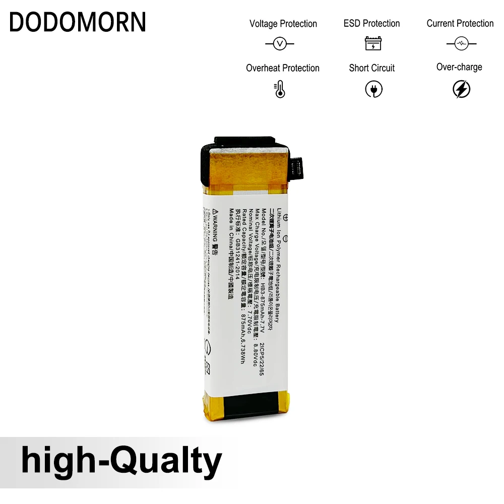 Dodomorn-バッテリー,100% mah,875,高品質,dji osmo Pocket 1,シリーズ2,p5/HB3-875mah-7.7V,迅速な発送,22/65