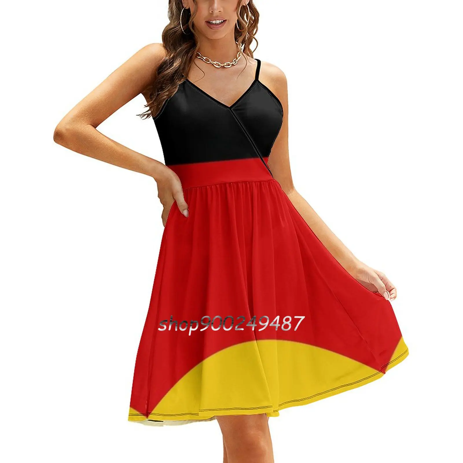 German Flag Sling Dress Women Summer Printing Condole Belt Dresses German Germany Flag Yellow Black Red Republic Bundesflagge