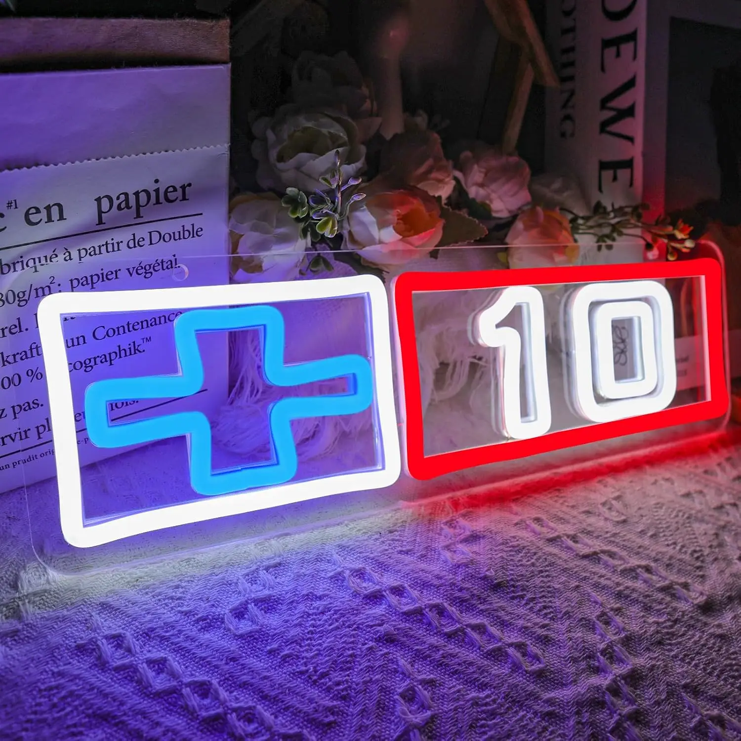 Cross Number 10 Neon Sign Christmas Decor LED Neon Light Medical Style Wall Art For Room Shop Xmas Holiday Gift USB Neon Lamp