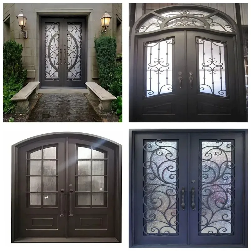 Modern Luxury Wrought Iron Entrance Door High End Residential Sturdy Steel Structure Household Front Door