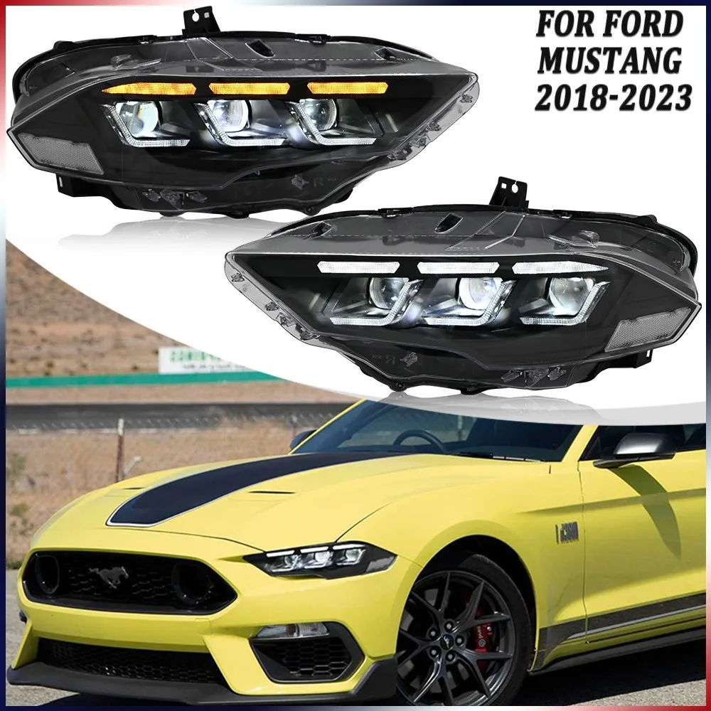 

2 шт. светодиодные фары в сборе для Ford Mustang 2018-2023 передние фары в сборе DRL аксессуары для фар