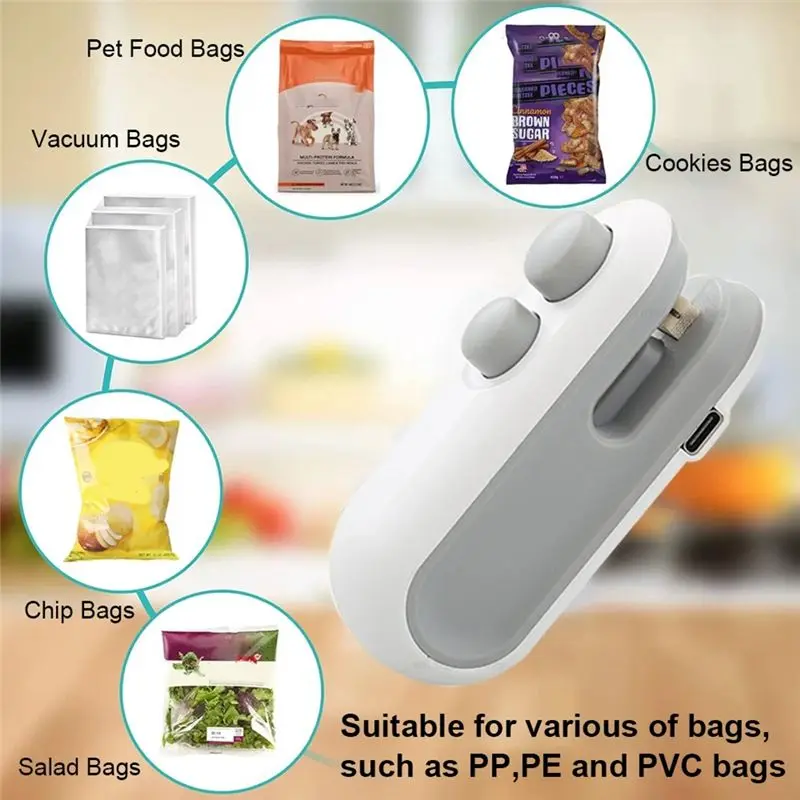MLGB-Sealing Machine Package Sealer Bags Plastic Food Sealer Clip Bag Handheld Sealer Food Packaging 2Piece