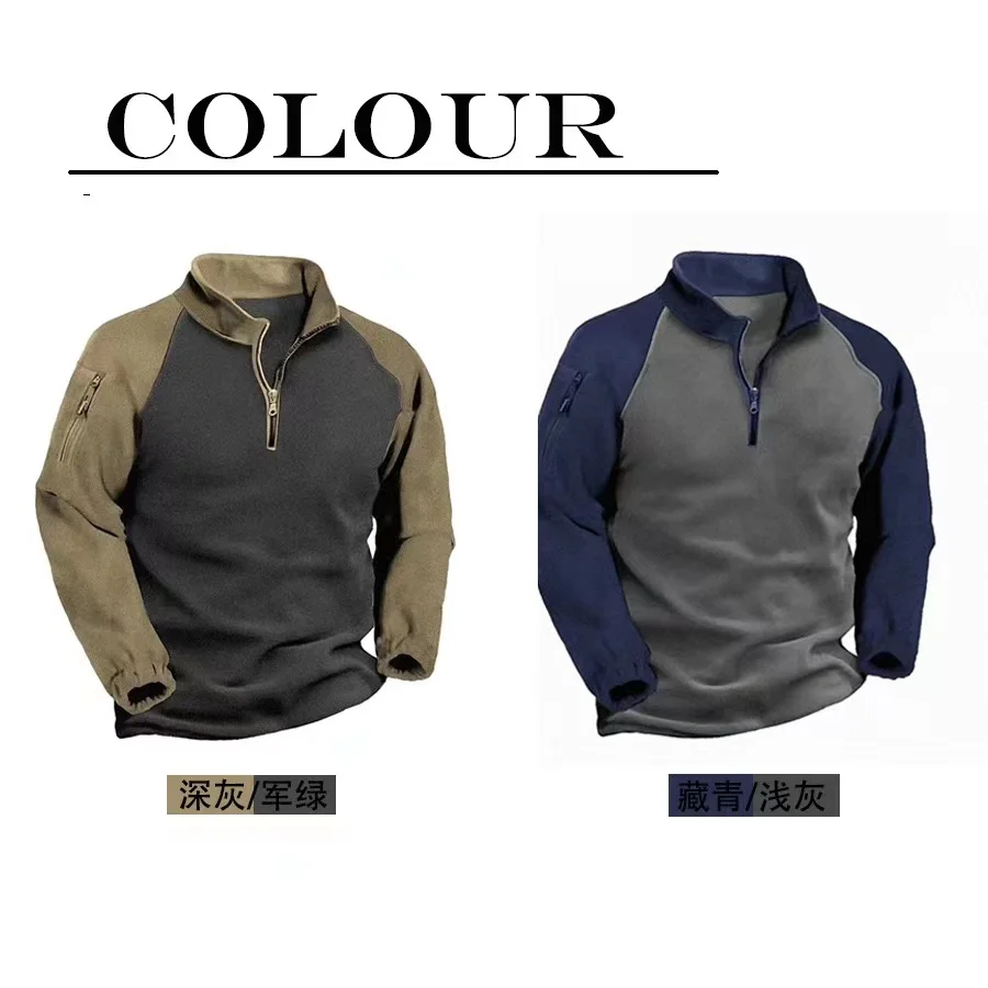 Heren Tactische Outdoor Polar Wollen Jack Jachtpak Met Warme Rits Decoratieve Pullover Heren Windproof Jas Warme Wandeltrui