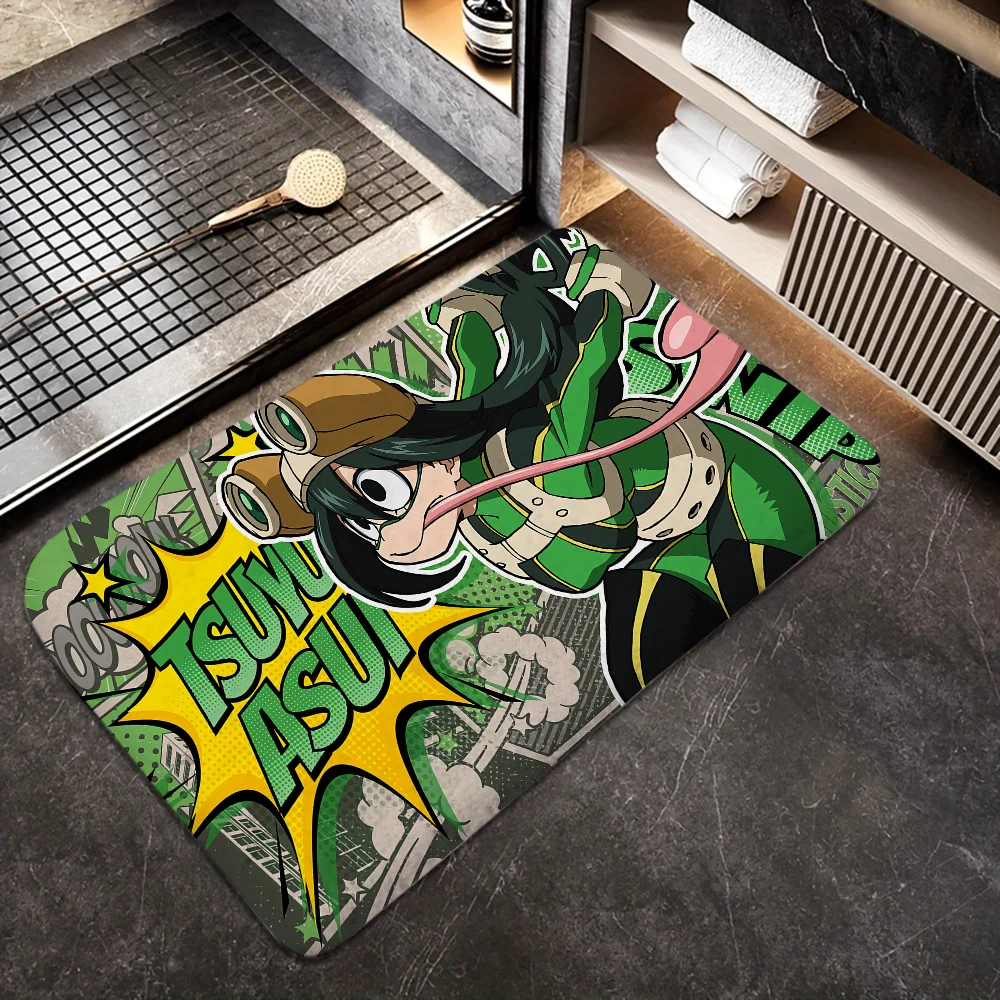 1pc Anime Girl Asui Tsuyu Floor Mat Doormats Home Carpet Foot Mat Bathroom Absorbent Mats Anti-Slip Mats Home Decor