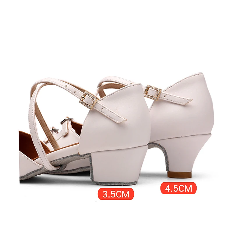 White Dance Shoes for Women Low Heel Ballroom Dance Shoes Salsa Latin Practice dancing shoes girls salsa Cuban Heels
