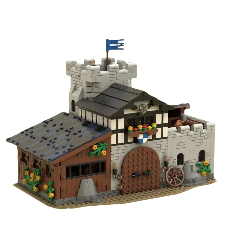 MOC Middeleeuws fort- en straatuitstraling Huismodel, Eagle Fighter-stabiliteitskit, speelgoedbouwstenen voor kleine deeltjes (1