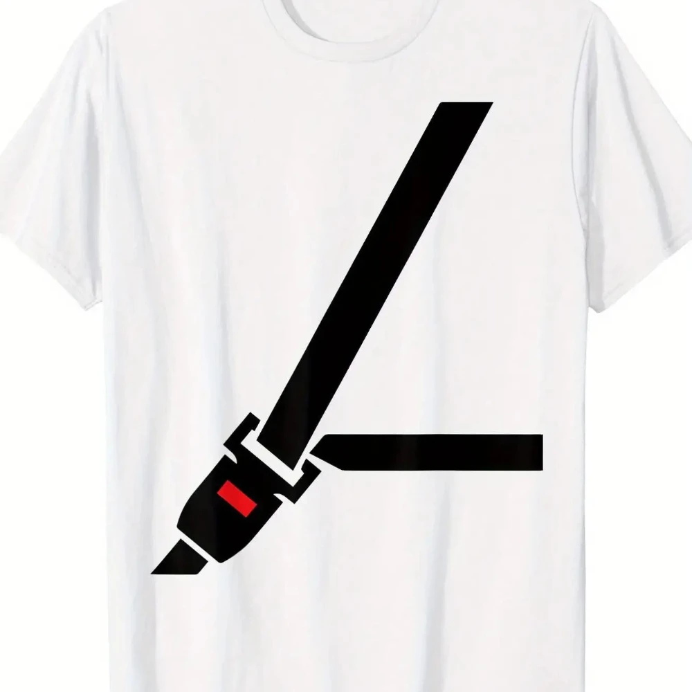 T-Shirt Featuring Realistic Seat Belt Buckle Design for Men and Women Soft Ideal for Aviation Fans Men's T-shirts for Summer