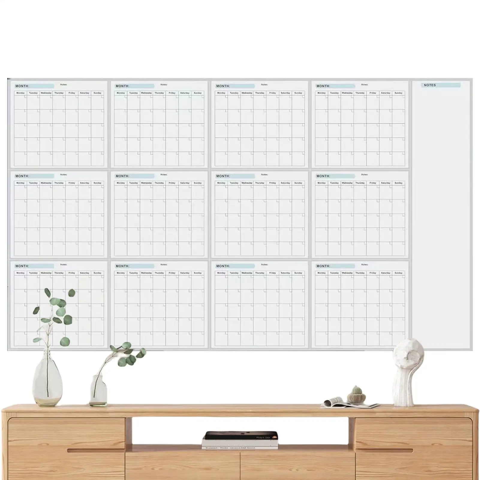 

Updated Year Calendar Wet & Dry Erase Yearly Wall Planner Blank Undated Yearly Calendar Oversized Undated Year Calendar Poster