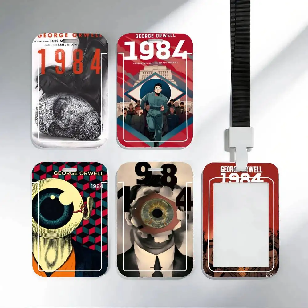 Porta Tarjetas de Identificación con Correa para el Cuello, Diseño de George Orwell 1984, Porta Credenciales, Llavero, Porta Tarjetas de Trabajo