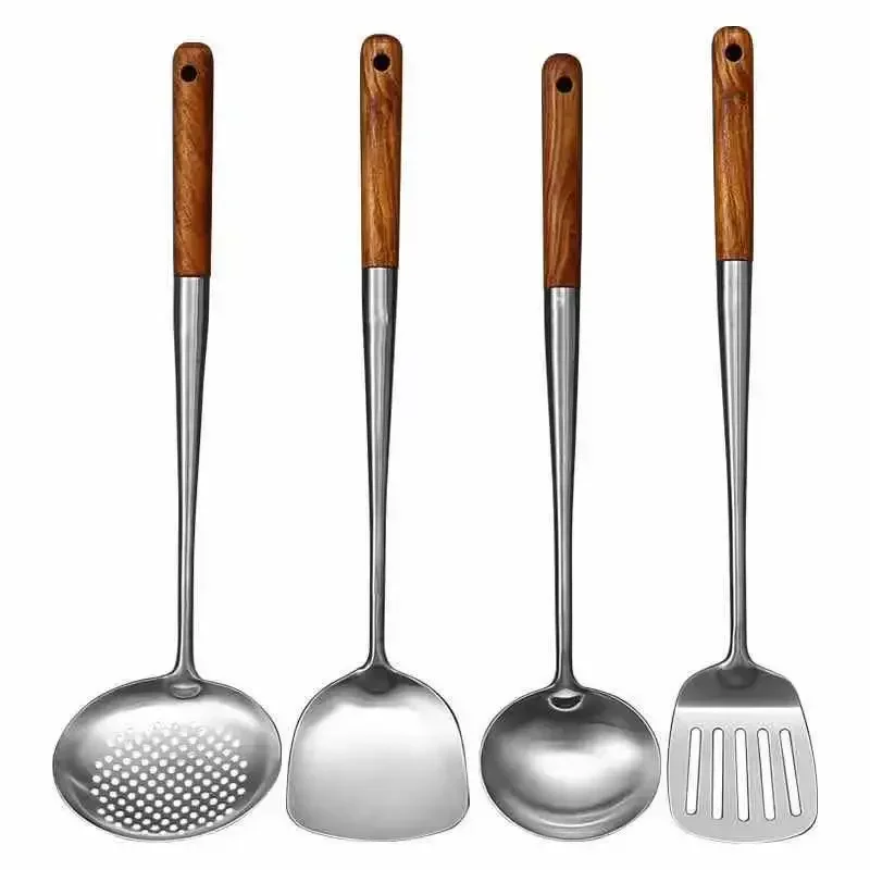 Long Handle Stainless Steel Wok Spatula Kitchen Slotted Turner Rice Spoon Ladle Cooking Tools Utensil Set Dropshipping utensilio