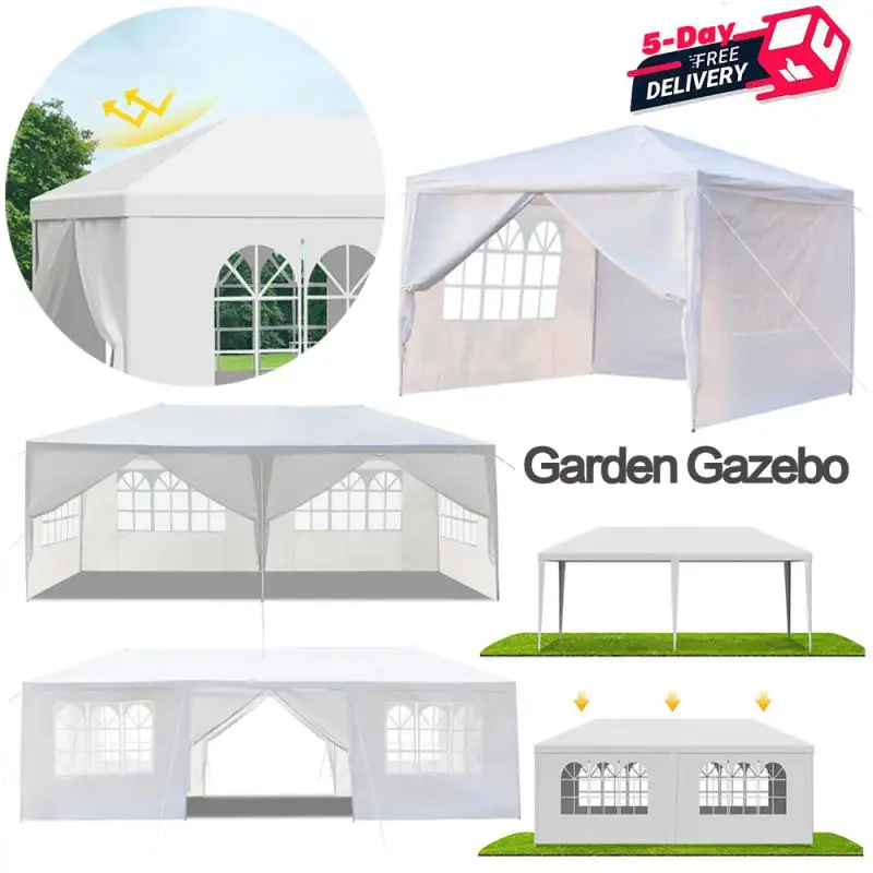 3x9m Folding Garden Pavilion Gazebo With 8 Removable Sidewalls Waterproof UV Protection Party Tent For Festival Camping Picnic