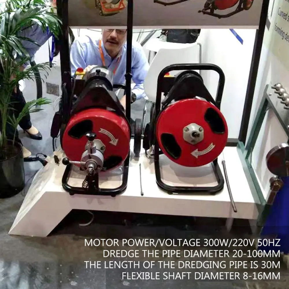 Electric pipe dredging machine sewer dredger toilet drain dredging cleaner plumbing sewer cleaning tool 15meter springs
