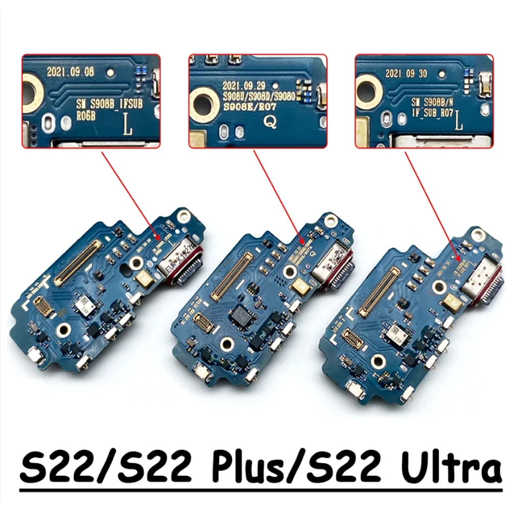 

USB Charging Port Charger Board Flex Cable For Samsung S22 Plus S22 Ultra S908B S908U S901B Dock Plug Connector With Microphone