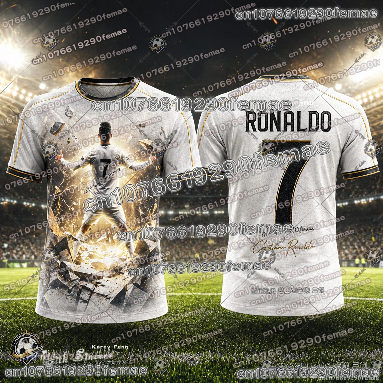 Special Edition Ronaldo 7 Football Jersey Fan Version Soccer Uniform Short Sleeve Training Shirt Kids Sportswear Gift Top