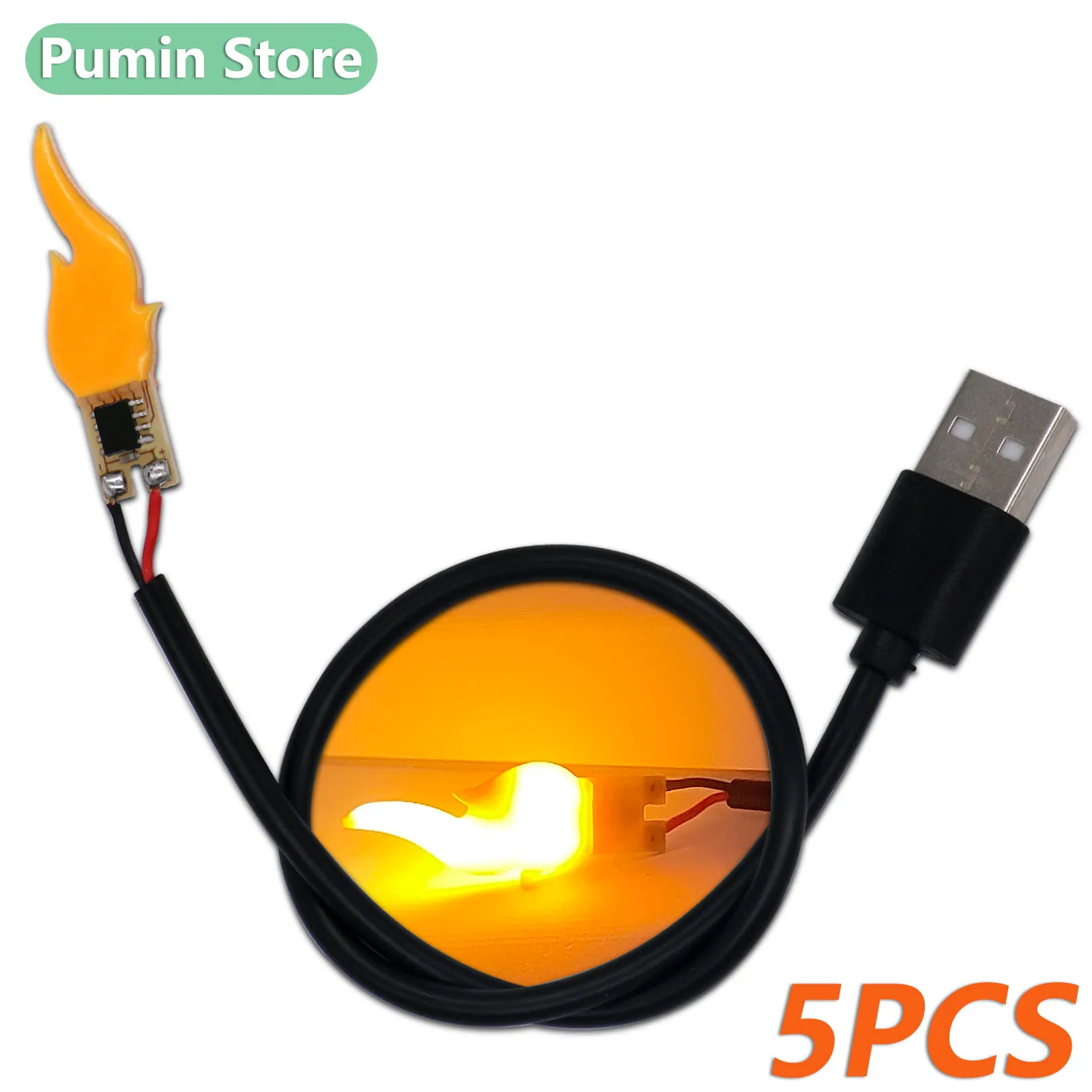 5PCS New LED USB 5V Creative Decoration Candle Flame Bead Irregular Lamp Atmosphere Chip Light Bulbs Light Source Accessories