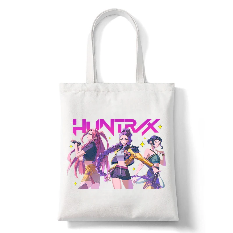 Moda Cool Tema musicale KPop Demon Hunters Stampa Borsa a tracolla da donna in tela Kawaii Cartoon Ragazze Ragazzi Borsa stile semplice Regali