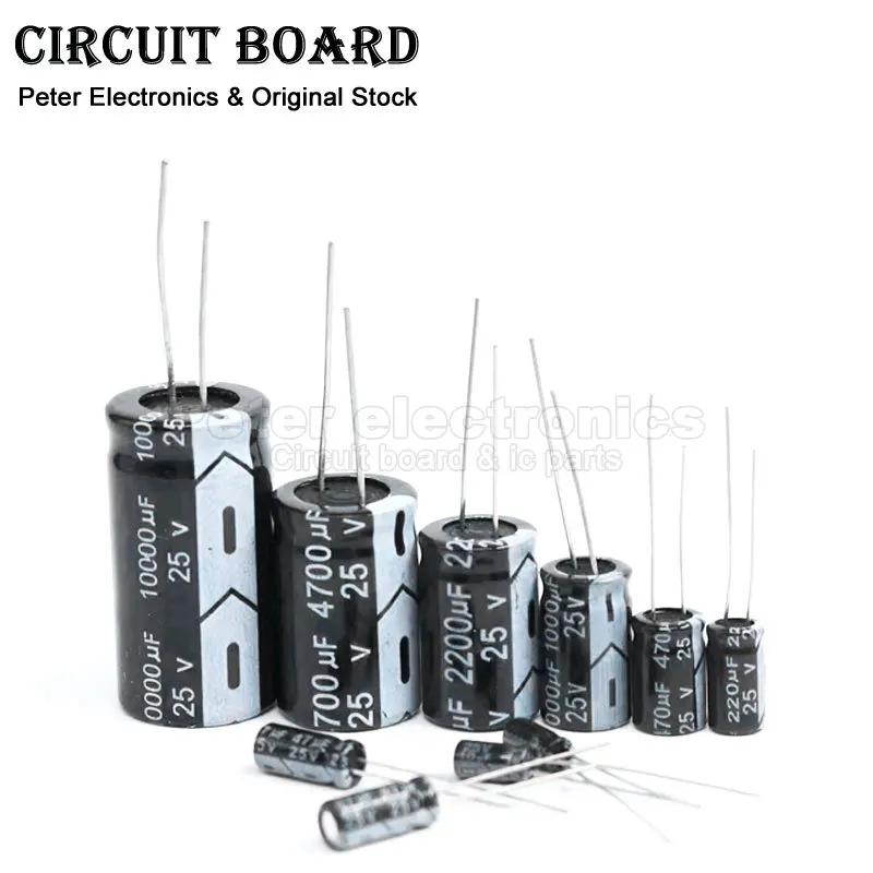 25V Capacitors 10UF 22UF 33UF 47UF 68UF 100UF 220UF 330UF 470UF 680UF 1000UF 2200UF 3300UF 4700UF 6800UF 10000UF 22000UF