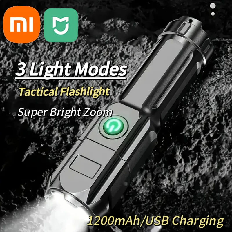 Xiaomi Mijia-luz de Flash portátil, focos recargables, linterna LED de alta potencia para acampar, linterna Ultra potente, lámpara de trabajo