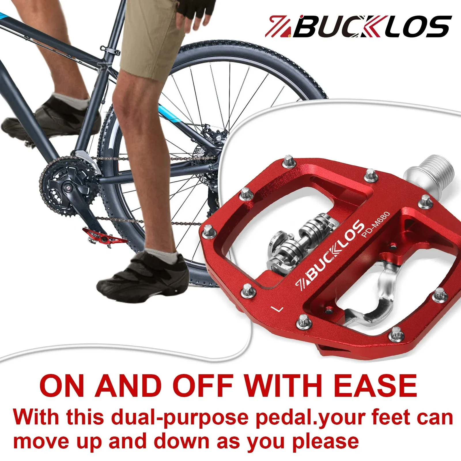 BUCKLOS-Pedal plano para bicicleta de montaña, accesorio de bloqueo sin Clip, compatible con SPD, rodamiento sellado, doble abrazadera SH56 para