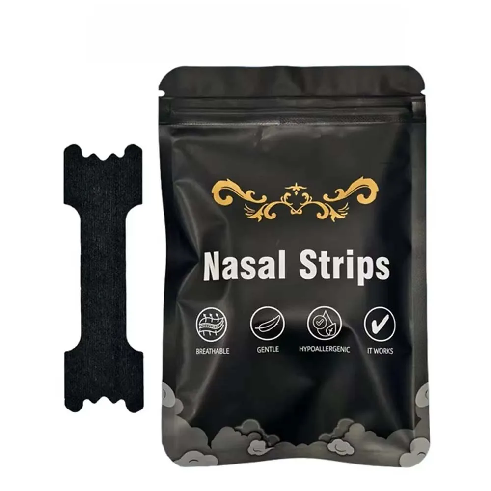 Black Nasal Strips Comfortable Nose Strips for Easier Breathing Easy To Apply Gentle Fit for Night & Daily Use